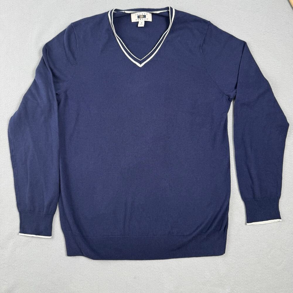 Joseph Abboud V-Neck Cashmere Blend Golf Sweater Mens Medium Blue Cotton Modal